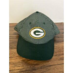 GREEN BAY PACKERS Vintage 90s NFL Logo Snapback Hat Rare Checkered Green Gold‎